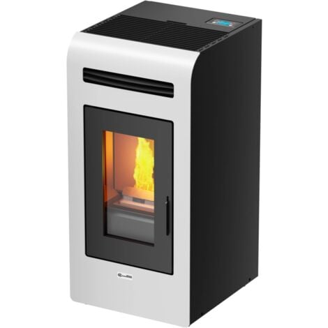 stufa a pellet canalizzata canadian stove "vancouver 14c" bianco 12,5 kw