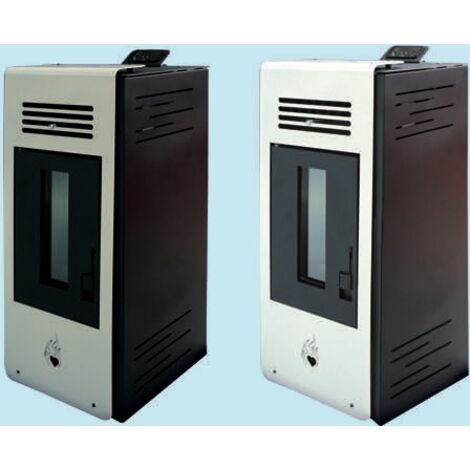 Stufa a pellet Cuore Caldo 6 Kw bianco satinato 90kg 47x49xh92 cm con telecomando