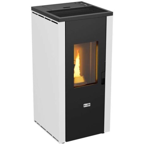 stufa a pellet ermetica canadian stove "design evo" bianco 7 kw