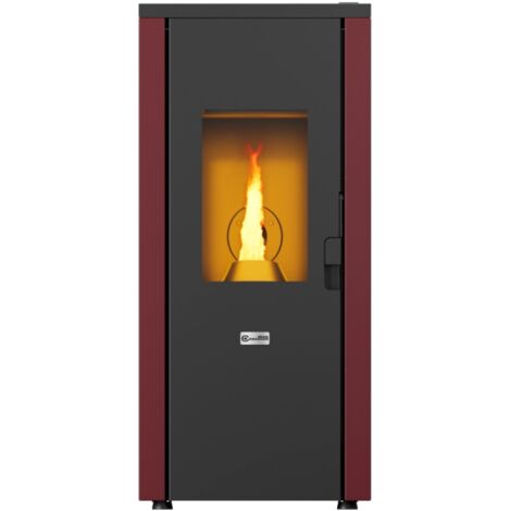 stufa a pellet ermetica canadian stove "design evo" bordeaux 8,3 kw