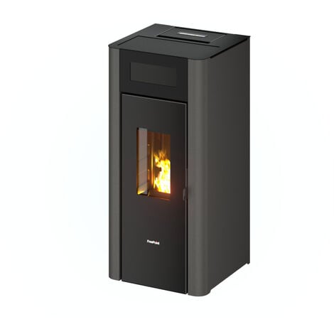 stufa a pellet ermetica freepoint amaranto colore antracite, 8,5 kw