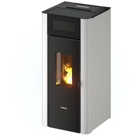 stufa a pellet ermetica freepoint "amaranto" bianco 8,5 kw