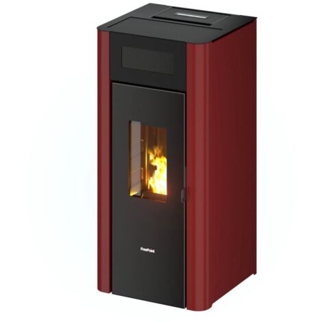 stufa a pellet ermetica freepoint "amaranto" bordeaux 8,5 kw