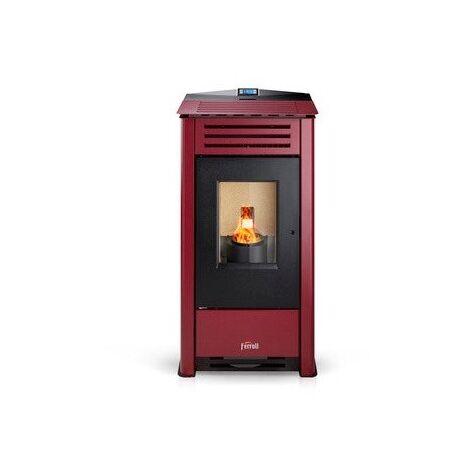 Stufa a pellet Ferroli Omega 10 KW. Efficienza e design superiori con superficie riscaldata, Rosso