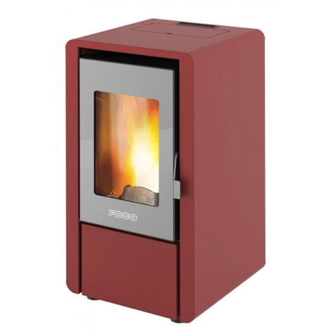 Stufa a Pellet FOCO Bordeaux - Modello Petit - Ad Alta Efficienza - Classe Energetica A+ - Stile Moderno - Dimensione Compatta