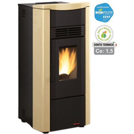 Stufa a pellet giusy evo 2.0 7 kw pergamena (conto termico) - misure cm.49,8x50,4x102,20h. - peso kg.83