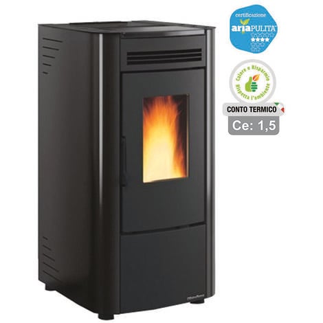 Stufa a pellet ketty evo 2.0 6,5 kw nera (conto termico) - misure cm.45,6x50,7x88,4h. - peso kg.69