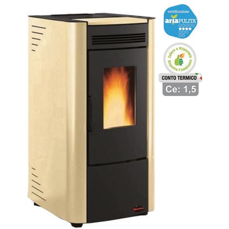 Stufa a pellet ketty evo 6,5 kw pergamena (conto termico) - misure cm.45,6x50,7x88,4h. - peso kg.69