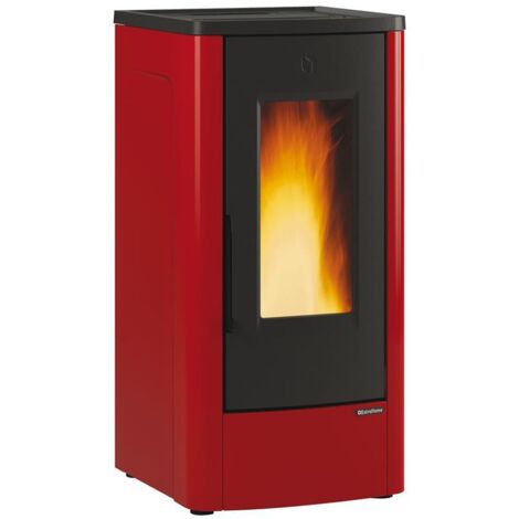 Stufa a pellet La Nordica Extraflame Dahiana rivestimento in acciaio verniciato bordeaux 10,0 kw 287 m  riscaldabili