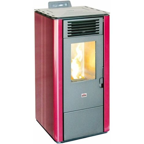 Stufa a pellet riscaldamento Queen 12 Canalizzata fino a 6 metri Bordeaux