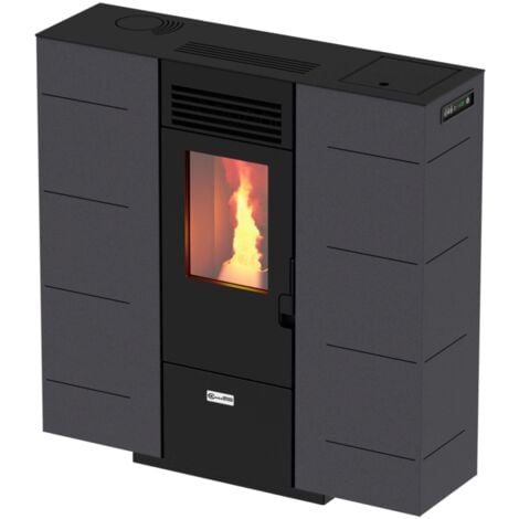 stufa a pellet slim canadian stove "slim 6" grigio puntinato 6,14 kw