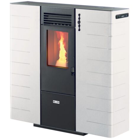 stufa a pellet slim canalizzata canadian stove "slim 8c" bianco 7,48 kw