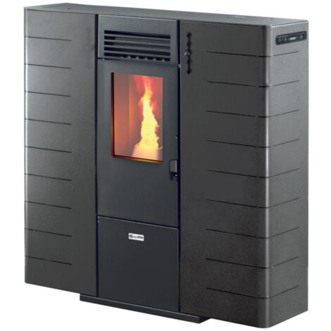 stufa a pellet slim canalizzata canadian stove "slim 8c" grigio puntinato 7,48 kw