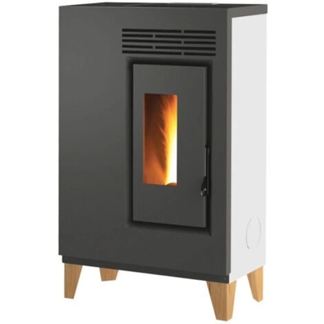 stufa a pellet slim caris "fiore" con piedini bianco 5,0 kw