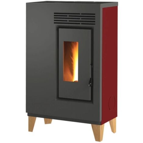 stufa a pellet slim caris "fiore" con piedini bordeaux 5,0 kw
