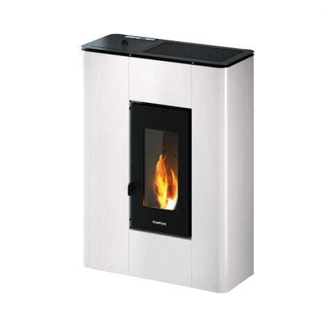 stufa a pellet slim ermetica freepoint atrium bianco 5,2 kw