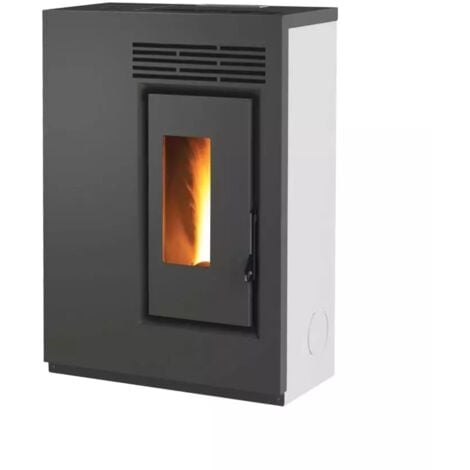 stufa a pellet slim ventilata caris "fiore" bianco 5,0 kw - staffa a muro inclusa