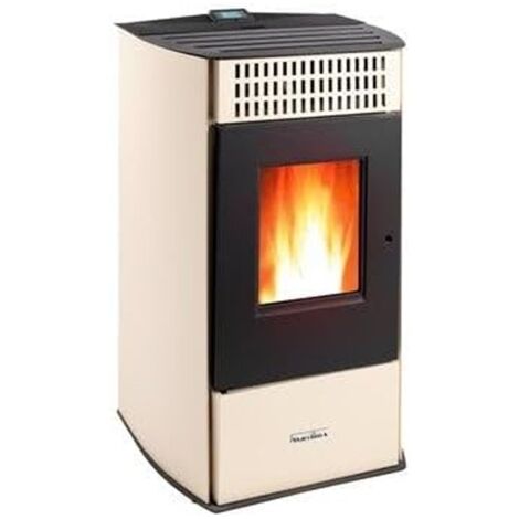 Stufa a pellet Starclima Venus da 10,1 KW. Efficienza e design superiori con superficie riscaldata, Bianco
