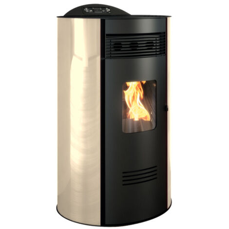 STUFA A PELLET TONDE' KW 9,5  COLORE AVORIO CM.58X60X103H.