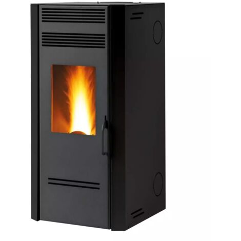 stufa a pellet ventilata caris "maylea" con healthsystem nero 7,1 kw