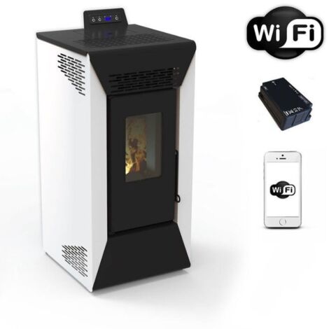 Stufa a pellet ventilata Courmayeur con wifi bianco
