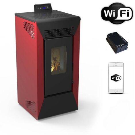 Stufa a pellet ventilata Courmayeur con wifi bordeaux