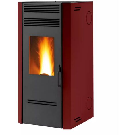 stufa a pellet ventilata e canalizzata caris "bluma" bordeaux 7,1 kw