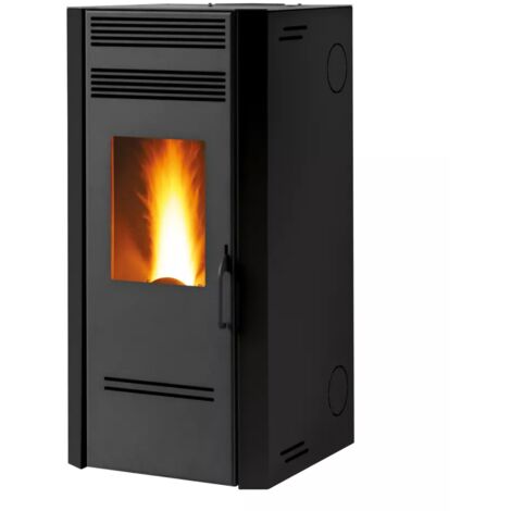 stufa a pellet ventilata e canalizzata caris "bluma" nero 7,1 kw