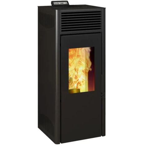 stufa a pellet ventilata invicta "nuova nola plus" nero 9,5 kw