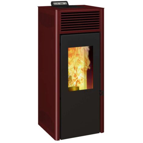 stufa a pellet ventilata invicta "nuova nola plus" rosso 9,5 kw