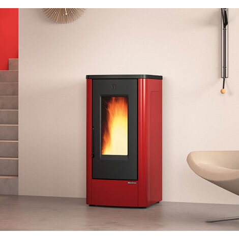Stufa a Pellet ventilata rivestimento in acciaio 10 kW Dahiana Nordica Extraflame -  red