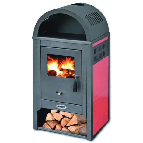 Stufa Acciaio Vienna S Fianchi Ceramica Rosso
