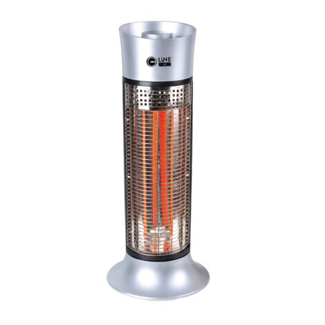 Stufa Alogena a Colonna 900W Compatta Oscillante in Fibra di Carbonio