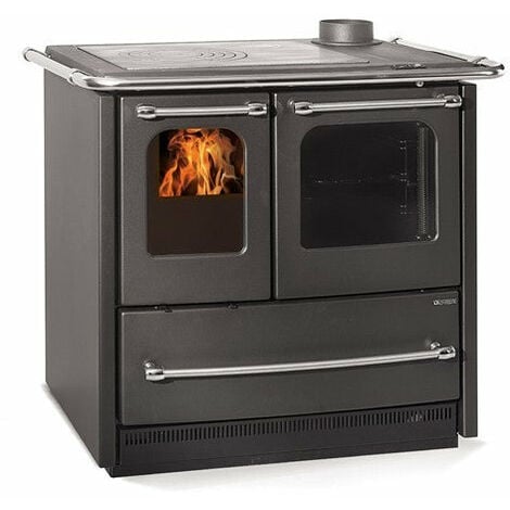 Stufa Cucina a legna in acciaio porcellanato con forno Easy Evo 2.0 -  black