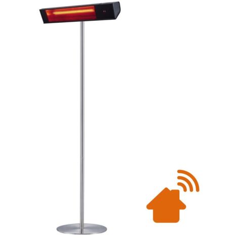 Stufa da Esterno Wi-Fi Lampione Riscaldatore su Palo 74,2x218x60 cm 2000W Sined  Nero e Silver