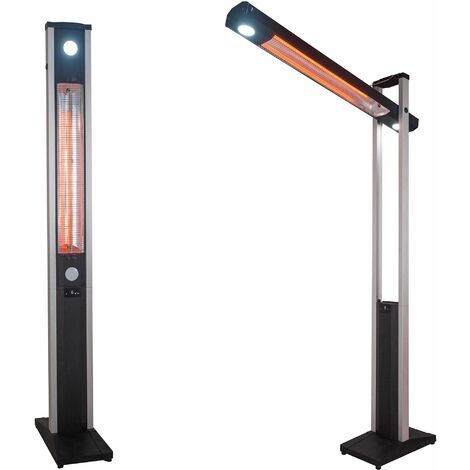 Stufa Elettrica ad infrarossi da Esterno 50x25x200 cm in Fibra di Carbonio con Luce Led Skyline Nero