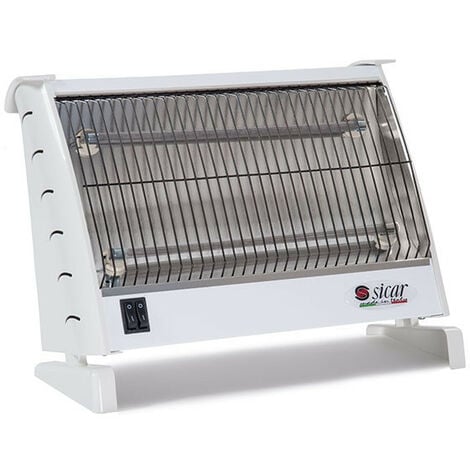 Stufa Elettrica Stufetta al Quarzo 2 Candele 1200W Nero o Bianco Italiana Sicar  Bianco