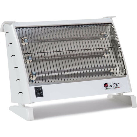 Stufa Elettrica Stufetta al Quarzo 3 Candele 1800W Nero o Bianco Italiana Sicar  Bianco