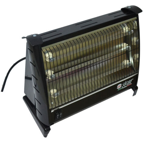 Stufa Elettrica Stufetta al Quarzo 3 Candele 1800W Nero o Bianco Italiana Sicar  Nero