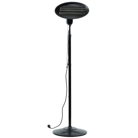 Stufa Elettrica Termostufa Termolampada 2000 Watt da terra max cm 210 a parete muro per Esterni e Locali Commerciali al Quarzo, Nero