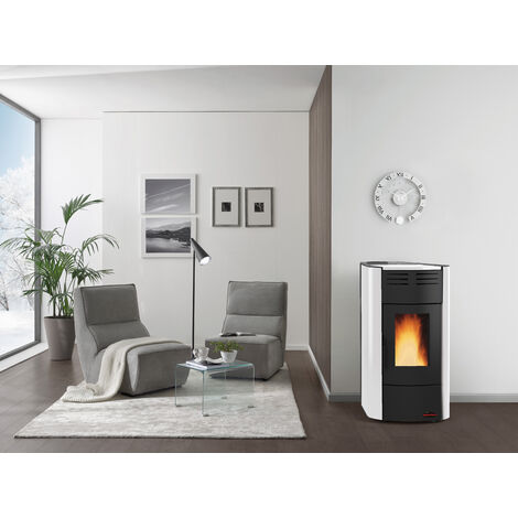 Stufa pellet kw 20,3 raffaella idro h15 bianc.