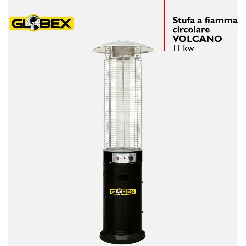 Stufa piramide cilindro volcano Globex fungo a gas 11 kw 25MQ termopatio nero