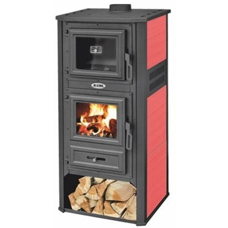 Stufa riscaldamento a Legna con forno Struttura in acciaio 11.3 kW Kalorosa -  Red