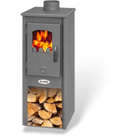 Stufa riscaldamento a legna con struttura in acciaio 5,2 kW Karso Antracite