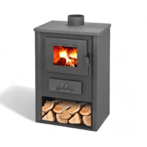Stufa riscaldamento a legna con struttura in acciaio 9.7 kW antracite