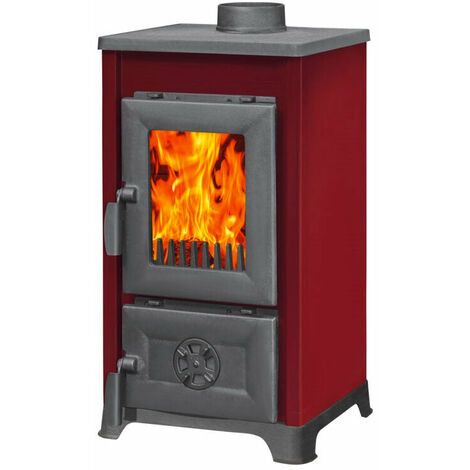AUTRES Stufa riscaldamento a legna con struttura in acciaio e ghisa 7.09 kw Karusel Mini - Red