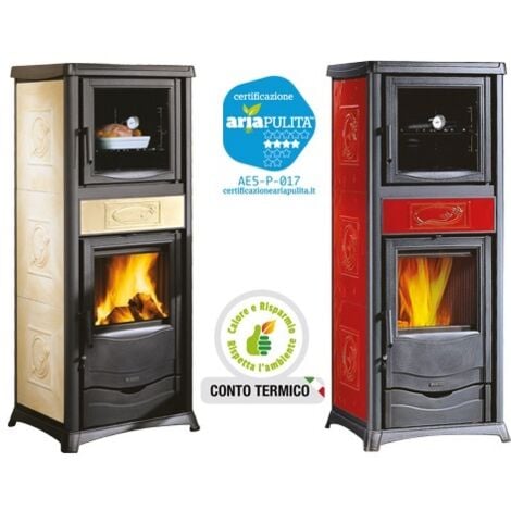 STUFE A LEGNA ROSSELLA PLUS CON FORNO LIBERTY NORDICA CM.56x54xH136