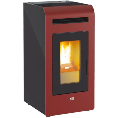 STUFE A PELLET QUEEN PLUS HE 14 CANALIZZATA BORDEAUX 12,9 Kw/h - CM.49x54xH102