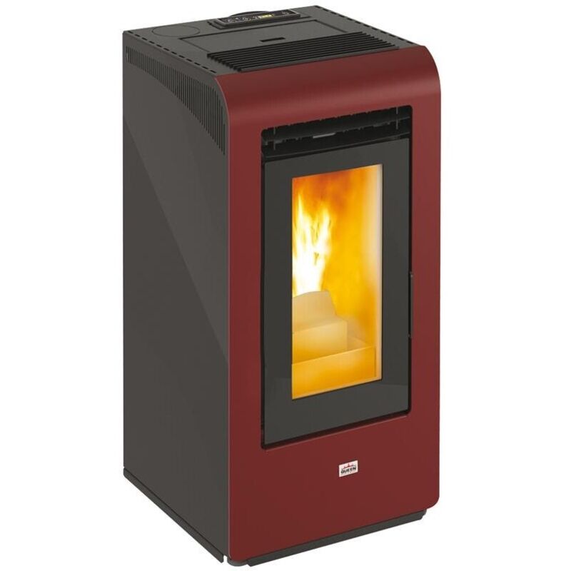 Led Leds Stufa A Pellet 9,05 Queenplus He10 Bordeaux Canalizzata 44...
