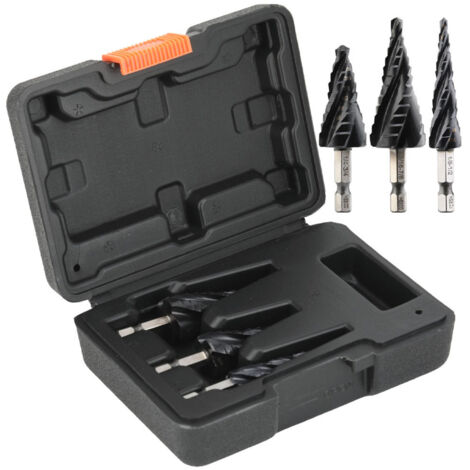 Stufenbohrer aus Edelstahl M35, Pagodenbohrer, Bohrer aus Kobalt-Schnellarbeitsstahl, titanbeschichtete Bohrer (3-teiliges Set)